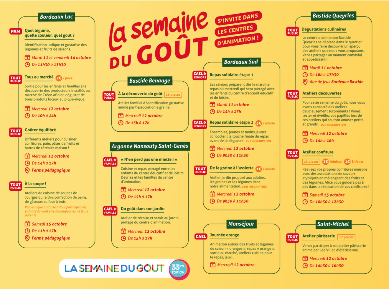 Centres Danimation De Bordeaux La Semaine Du GoÛt Sinvite Dans Les Centres Danimation 